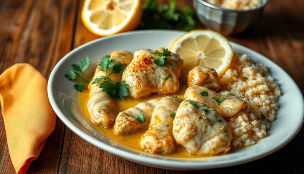 Chicken Scampi with Garlic Parmesan Rice